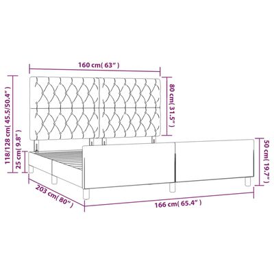 vidaXL Estrutura de cama c/ cabeceira 160x200 cm veludo preto