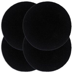 vidaXL Individuais de mesa 4 pcs em algod&atilde;o liso 38 cm redondo preto