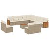 vidaXL 14 pcs conjunto de sof&aacute;s p/ jardim com almofad&otilde;es vime PE bege