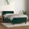 vidaXL Cama com molas/colch&atilde;o 100x200 cm veludo verde-escuro