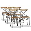 vidaXL Cadeiras de jantar 6 pcs madeira mangueira maci&ccedil;a + encosto a&ccedil;o