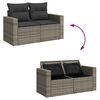 vidaXL 5 pcs conjunto sof&aacute;s de jardim c/ almofad&otilde;es vime PE cinzento