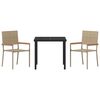 vidaXL Conjunto de Jantar para Jardim com almofada 3 pcs Bege vime PE