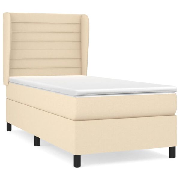 vidaXL Cama com molas/colch&atilde;o 100x200 cm tecido cor creme