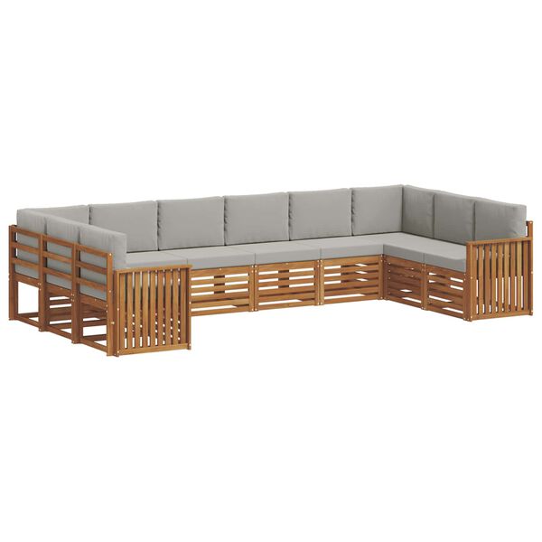 vidaXL Conjunto de Sof&aacute; Sectional 10 pcs Cinza Natural e Claro