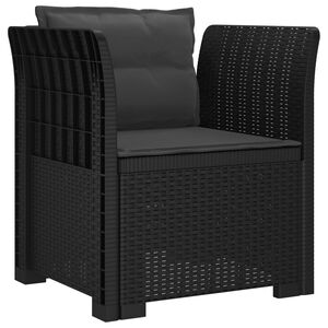 vidaXL Poltrona 1 Lugar com Almofadas Look Rattan PP Antracite