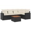 vidaXL 6 pcs conjunto sof&aacute;s de jardim c/ almofad&otilde;es vime PE preto