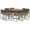 vidaXL 9 pcs conjunto de jantar p/ jardim c/ almofad&otilde;es vime PE cinza