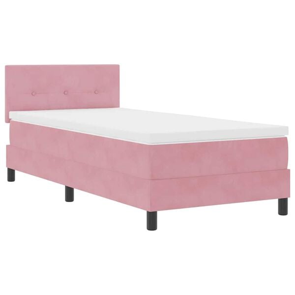 vidaXL Cama Box com colch&atilde;o com cabeceira Rosa 80 x 200 cm Veludo