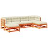 vidaXL 6 pcs conj. sof&aacute;s jardim almofad&otilde;es pinho maci&ccedil;o castanho cera