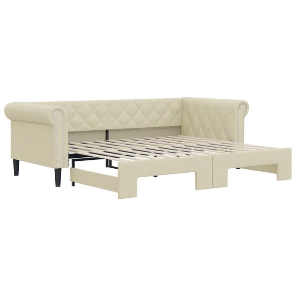 vidaXL Sof&aacute;-cama com gavet&atilde;o 90x200 cm couro artificial creme
