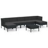 vidaXL 8 pcs conjunto lounge de jardim c/ almofad&otilde;es vime PE preto