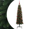 vidaXL &Aacute;rvore de Natal artificial estreita com bolas 120 cm 150 LED