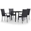 vidaXL 5 pcs conjunto de jantar para jardim preto