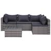 vidaXL 5 pcs sof&aacute;s de jardim c/ almofad&otilde;es+almofadas vime PE cinzento