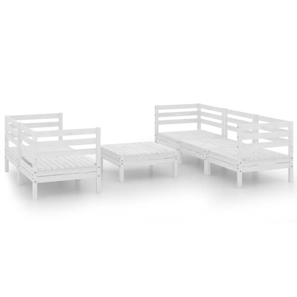 vidaXL 6 pcs conjunto lounge de jardim pinho maci&ccedil;o branco