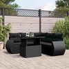 vidaXL 6 pcs conjunto sof&aacute;s de jardim c/ almofad&otilde;es vime PE preto