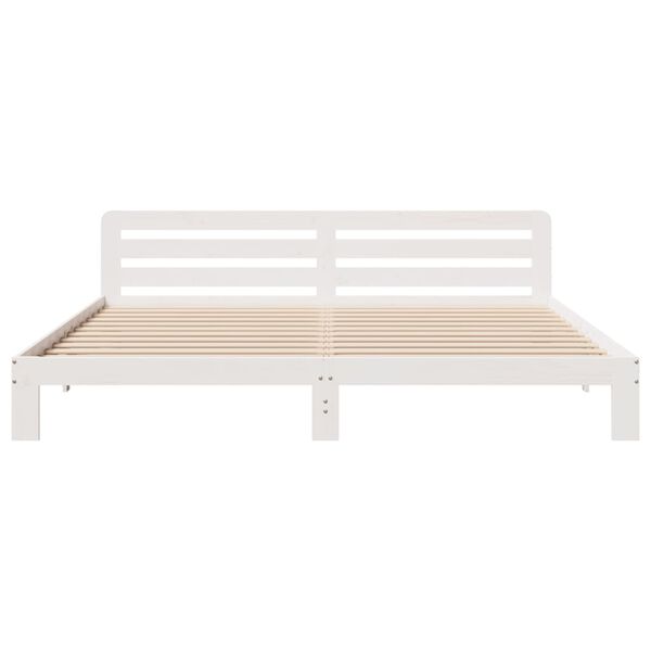 vidaXL Cama sem colch&atilde;o 200x200 cm madeira de pinho maci&ccedil;a branco