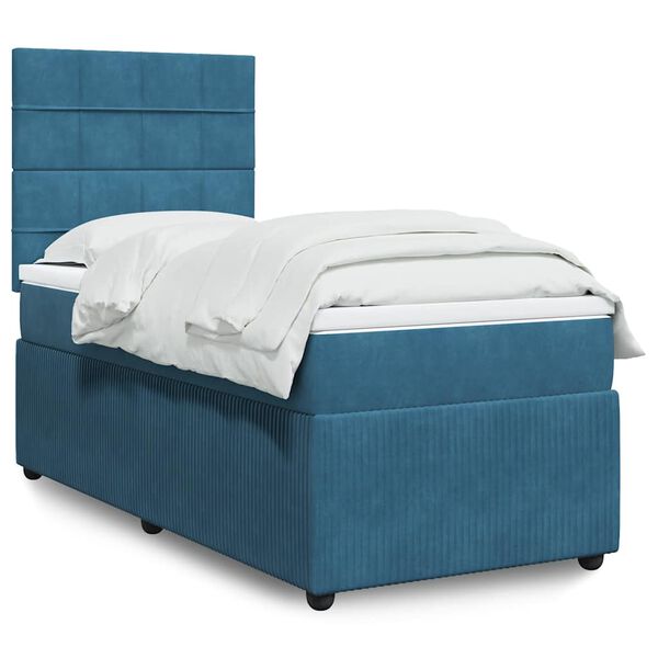vidaXL Cama boxspring com colch&atilde;o 90x200 cm veludo azul