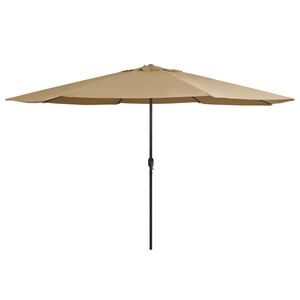 vidaXL Guarda-sol de jardim c/ poste metal 390 cm cinzento-acastanhado
