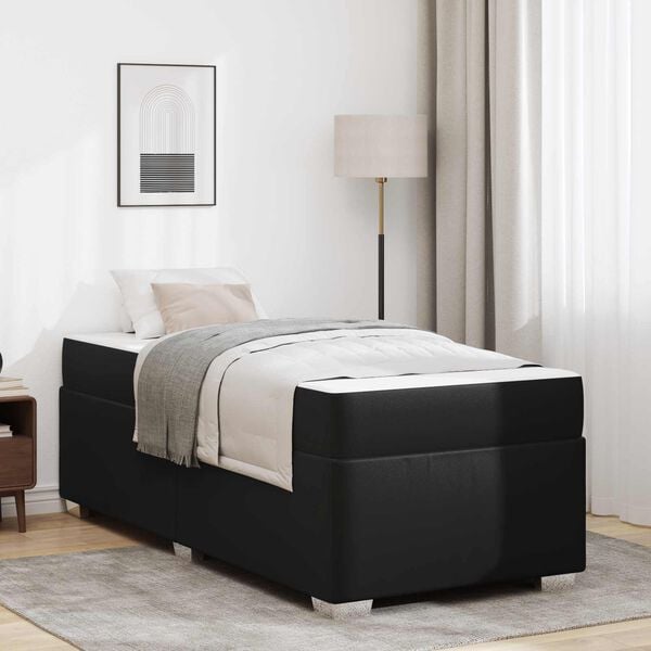 vidaXL Estrutura da Cama com colch&atilde;o Preto 100 x 200 cm tecido