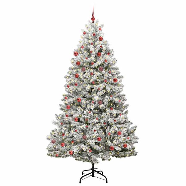 vidaXL &Aacute;rvore de Natal Artificial Verde e Branco 210 cm PVC e Metal