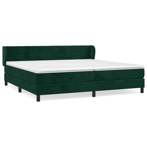vidaXL Cama com molas/colch&atilde;o 200x200 cm veludo verde-escuro