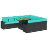 vidaXL 11 pcs conjunto sof&aacute;s de jardim c/ almofad&otilde;es vime PE preto