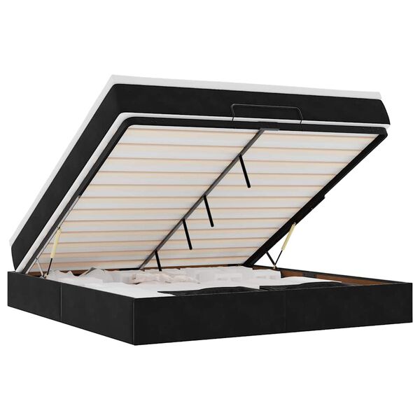 vidaXL Estrutura de cama otomana com colch&atilde;o 180x200 cm veludo preto