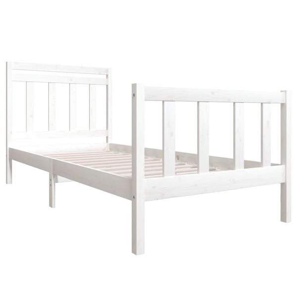 vidaXL Estrutura de cama 100x200 cm madeira maciça branco