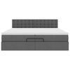 vidaXL Estrutura de cama otomana com colch&atilde;o 200x200cm cinzento-escuro