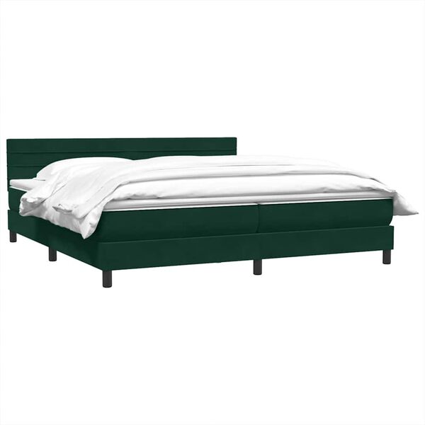 vidaXL Cama com molas colch&atilde;o 200x210 cm veludo verde-escuro