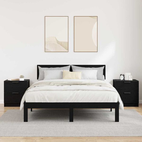 vidaXL Arm&aacute;rio de Cabeceira 2 pcs Carvalho Preto 45 x 39 x 50cm