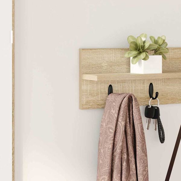 vidaXL Cabideiro de Parede Carvalho Sonoma 80 x 10,5 x 18 cm