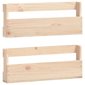 vidaXL Sapateiras de montagem na parede 2 pcs 59x9x23 cm pinho maci&ccedil;o