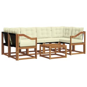 vidaXL Conjunto de Sof&aacute;s para Exterior 7 unid. Natural e Creme