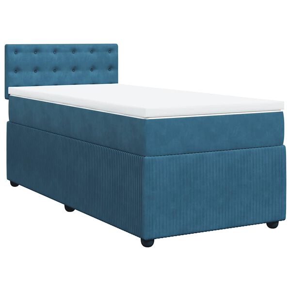 vidaXL Cama boxspring com colch&atilde;o 100x200 cm veludo azul
