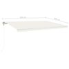 vidaXL Toldo autom&aacute;tico com LED e sensor de vento 500x300 cm cor creme