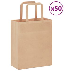 vidaXL Sacos de papel 50 unid com al&ccedil;as castanho 18x8x22 cm