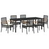 vidaXL Conjunto de Jantar para Jardim 7 unid. Preto Vime
