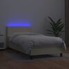 vidaXL Cama box spring c/ colch&atilde;o/LED 90x200 cm couro artificial creme