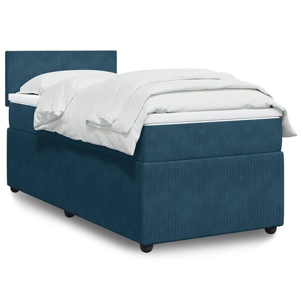 vidaXL Cama boxspring com colch&atilde;o 90x200 cm veludo azul