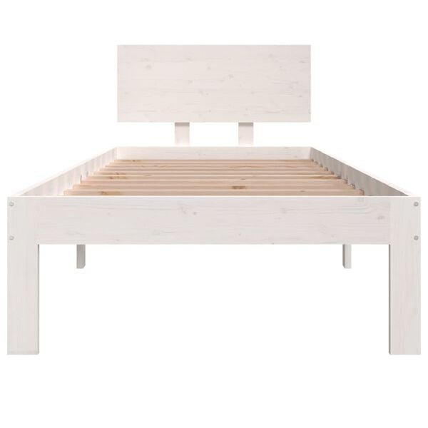 vidaXL Estrutura cama pequena solteiro 75x190 cm madeira maci&ccedil;a branco