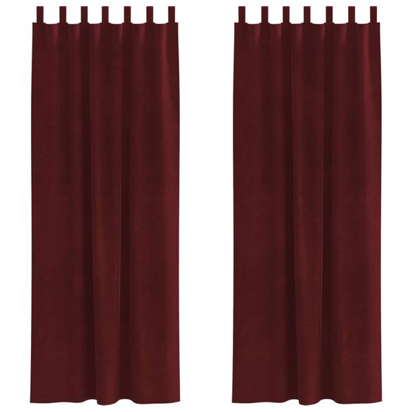 vidaXL Cortinas opacas 2 pcs Vinho Vermelho 140 x 245 cm Veludo