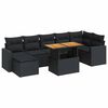 vidaXL 8 pcs conjunto sof&aacute;s de jardim com almofad&otilde;es vime PE preto