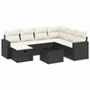 vidaXL 8 pcs conjunto sof&aacute;s de jardim com almofad&otilde;es vime PE preto