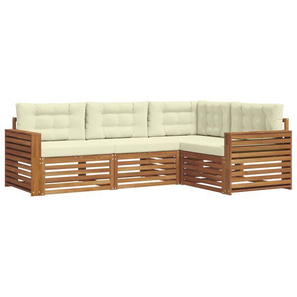 vidaXL Conjunto de Sof&aacute;s para Exterior 4 pcs Natural e Creme