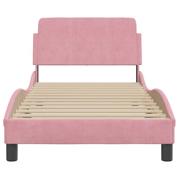 vidaXL Estrutura de cama com cabeceira Dover 80x200 cm veludo rosa