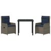 vidaXL Conjunto de Jantar para Jardim 3 pcs Cinzeto Rattan Sint&eacute;tico