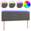 vidaXL Cabeceira de cama c/luzes LED veludo 144x5x78/88cm cinza-escuro